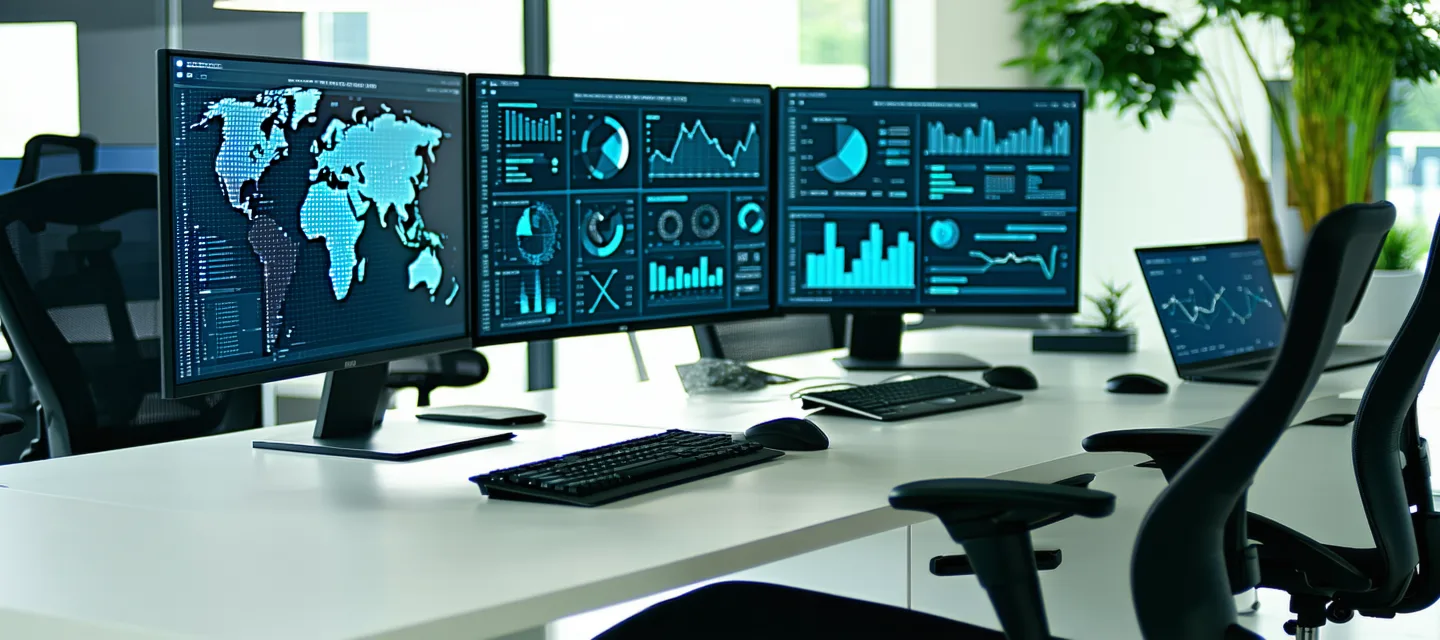 Brandefense team working in a modern office environment, screens showing security monitoring interfaces